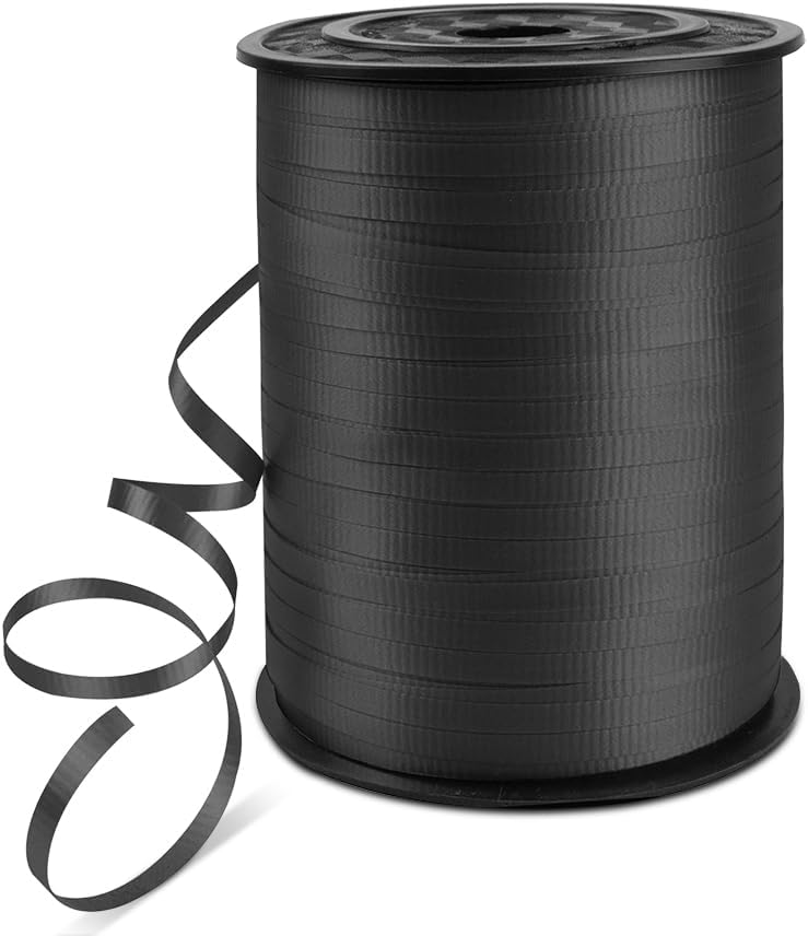 HimBen 500 Yards Curling Ribbon for Gift Wrapping, 3/16" Balloon String for Christmas Valentine Birthday Wedding Party Festival Decoration, Crafts, Flower Bouquet(Crimped Black) - Image 1